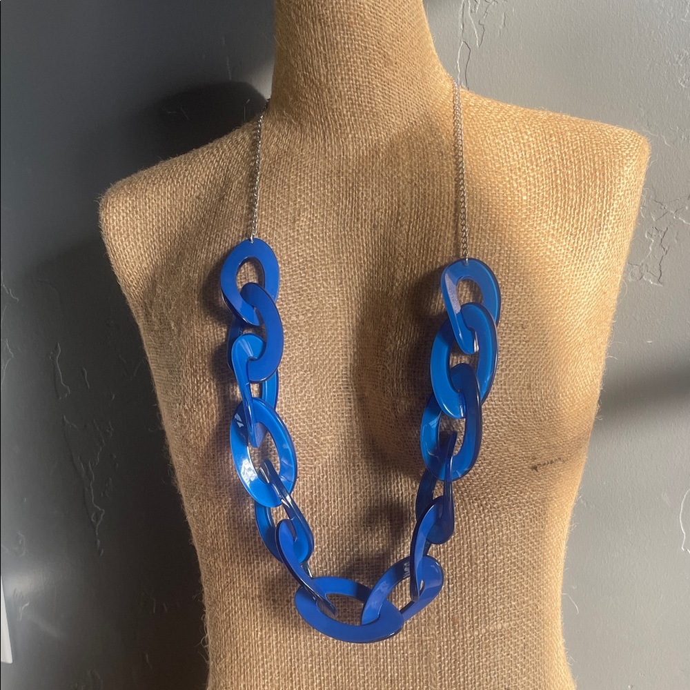 Cobalt‎ Blue Acrylic Chain Link Necklace